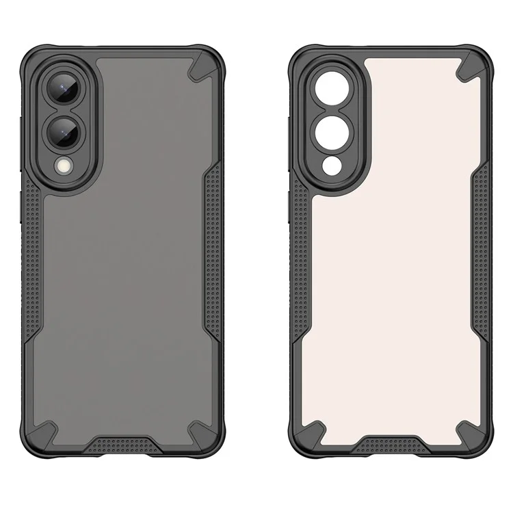 WANLONFENG MFFJ Series For Samsung Galaxy S25 Slim / S25 Edge Case Anti Drop TPU + Acrylic Phone Back Cover with Screen Film - Black