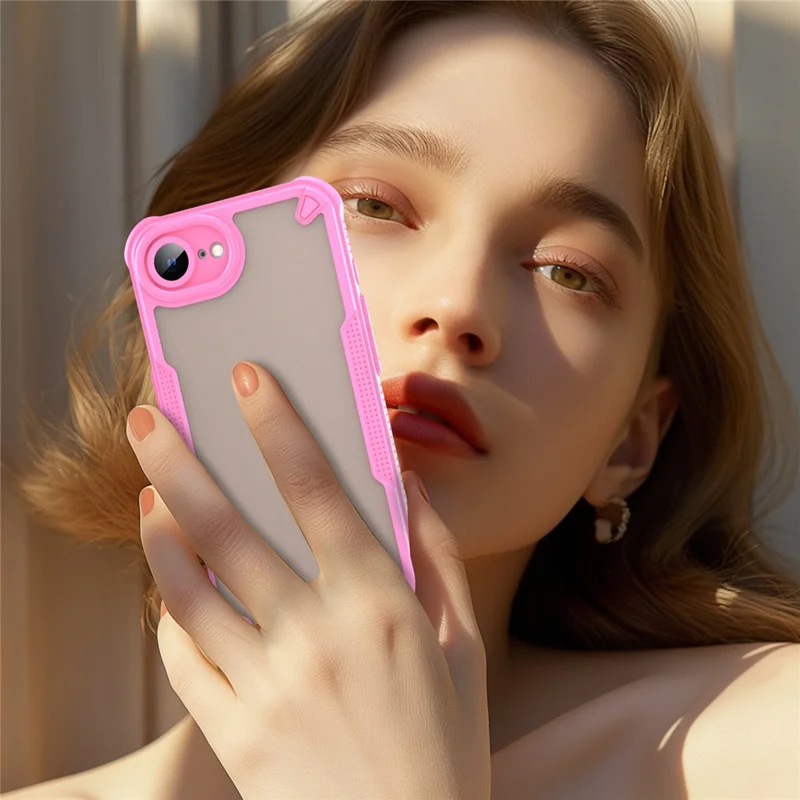 WANLONFENG MFFJ Series For iPhone 17e / 16e Case Anti Drop TPU + Acrylic Phone Back Cover with Screen Film - Pink