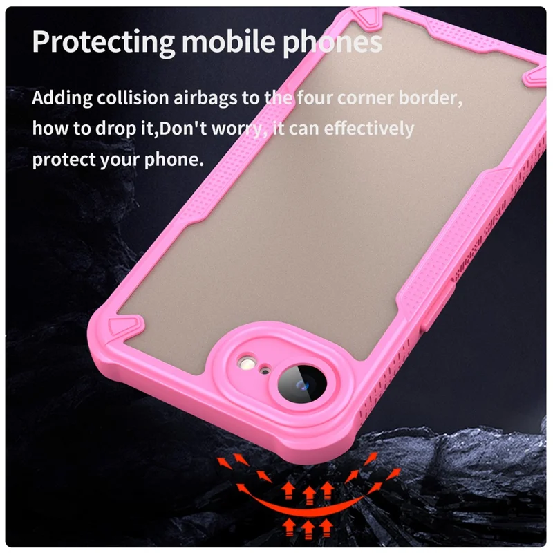 WANLONFENG MFFJ Series For iPhone 17e / 16e Case Anti Drop TPU + Acrylic Phone Back Cover with Screen Film - Pink
