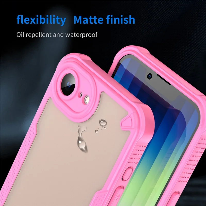 WANLONFENG MFFJ Series For iPhone 17e / 16e Case Anti Drop TPU + Acrylic Phone Back Cover with Screen Film - Pink