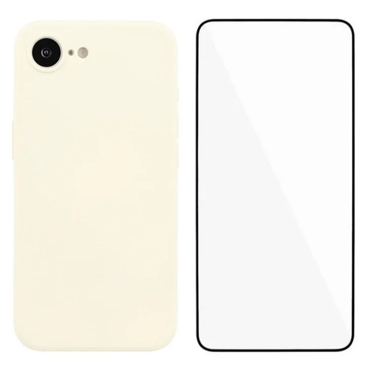 WANLONFENG RB2 Série Étui pour iPhone 16e en TPU Souple avec Protecteur d'Écran - Blanc