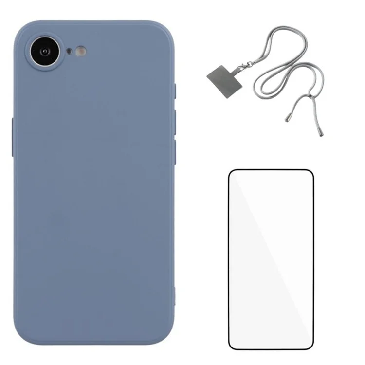 Funda WANLONFENG RB1 Serie para iPhone 16e con Película Protectora - Gris Lavanda