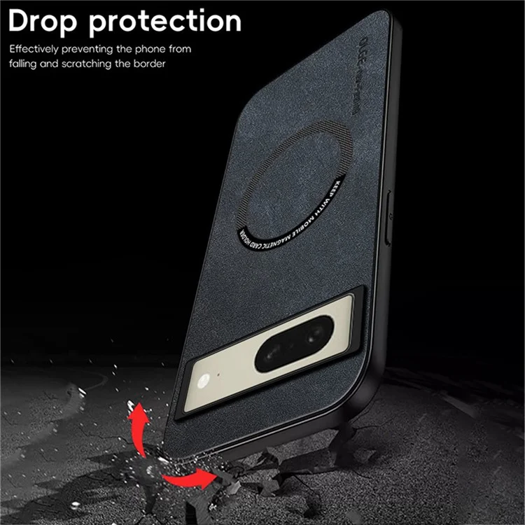 Capa Magnética WANLONFENG YBP Série para Google Pixel 8 com Película de Vidro Temperado, Couro PU + Capa de Telefone TPU com Grande Recorte - Preto