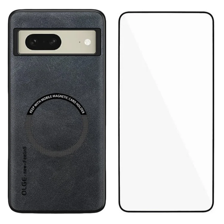 WANLONFENG YBP Serie per Google Pixel 8a Cover Magnetica con Pellicola in Vetro Temperato in Pelle PU + Cover Telefonica TPU con Ampio Ritaglio - Nero