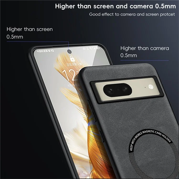 WANLONFENG YBP Serie per Google Pixel 8a Cover Magnetica con Pellicola in Vetro Temperato in Pelle PU + TPU per Telefono con Ampia Apertura - Grigio