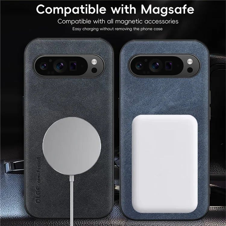 WANLONFENG Série YBP pour Google Pixel 9 Pro Étui magnétique avec film en verre trempé Housse de téléphone en cuir PU + TPU Découpe large - Noir