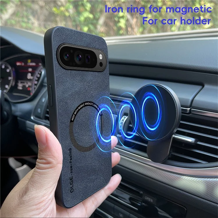 WANLONFENG Série YBP pour Google Pixel 9 Pro Étui magnétique avec film en verre trempé Housse de téléphone en cuir PU + TPU Découpe large - Noir