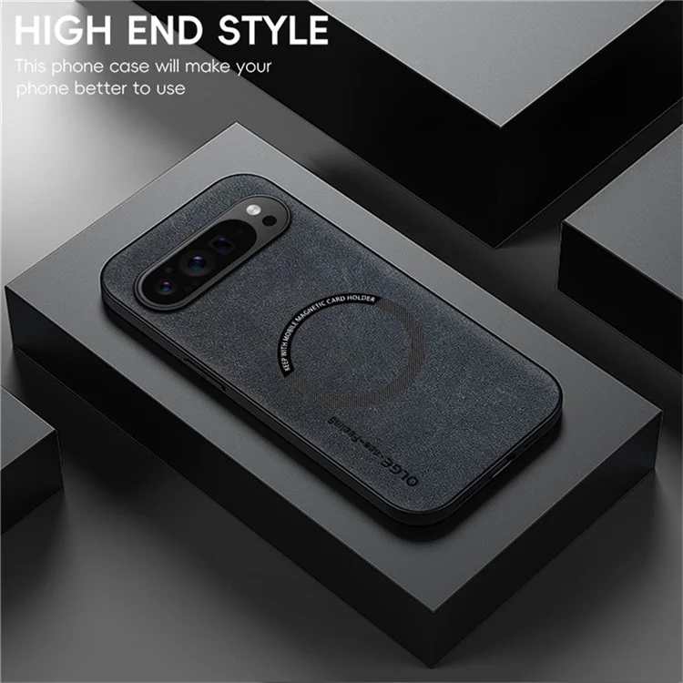 WANLONFENG Série YBP pour Google Pixel 9 Pro Étui magnétique avec film en verre trempé Housse de téléphone en cuir PU + TPU Découpe large - Noir