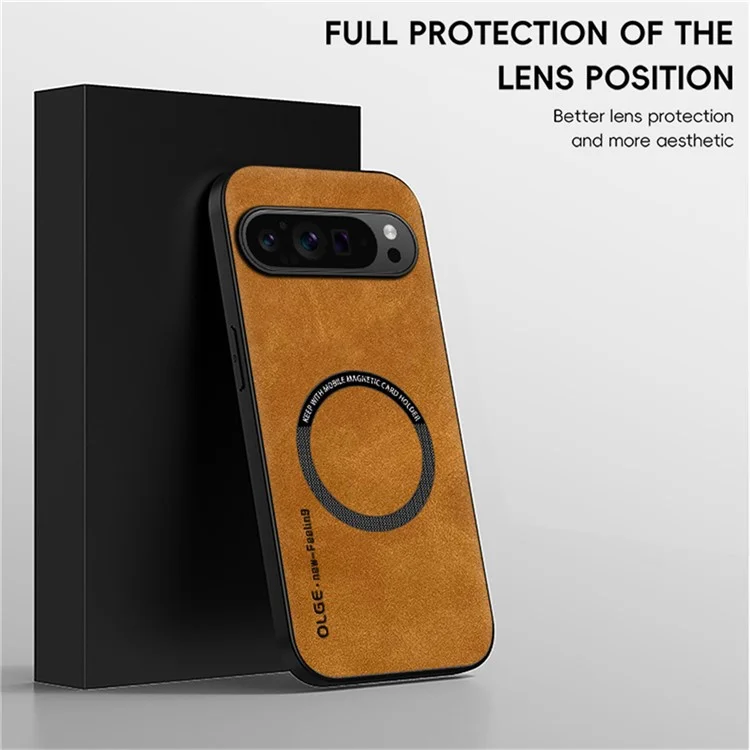 WANLONFENG Série YBP pour Google Pixel 9 Pro Étui magnétique avec film en verre trempé Housse de téléphone en cuir PU + TPU Découpe large - Noir