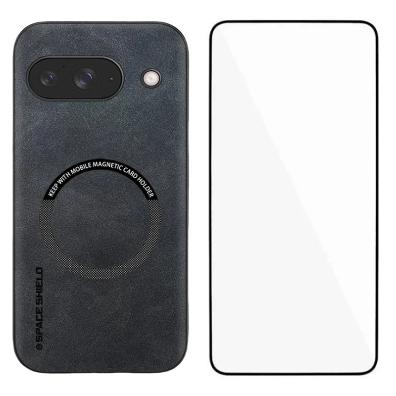 WANLONFENG Série YBP para Google Pixel 9a - Capa Magnética com Película de Vidro Temperado, Couro PU + TPU, Corte Amplo - Preto