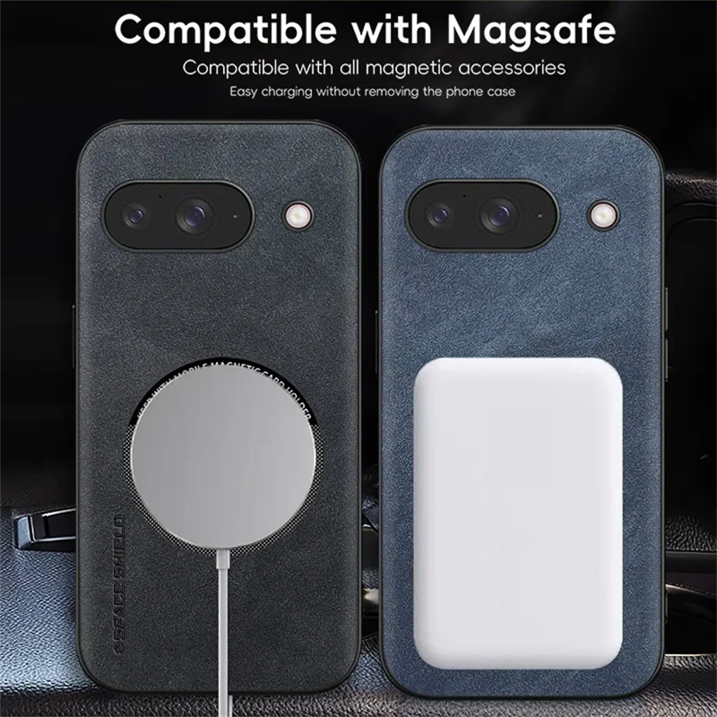 WANLONFENG Série YBP para Google Pixel 9a - Capa Magnética com Película de Vidro Temperado, Couro PU + TPU, Corte Amplo - Preto