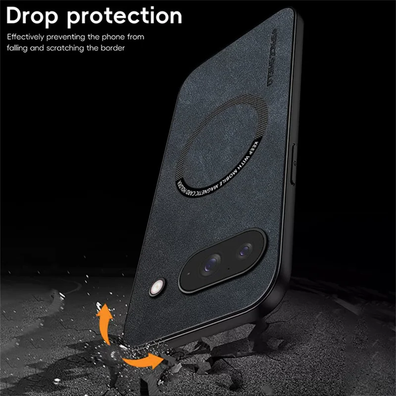 WANLONFENG Série YBP para Google Pixel 9a - Capa Magnética com Película de Vidro Temperado, Couro PU + TPU, Corte Amplo - Preto
