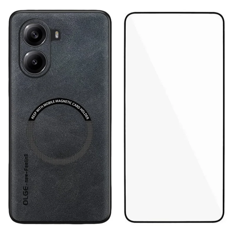 WANLONFENG YBP Series For Xiaomi Poco X7 Pro 5G Magnetic Case with Tempered Glass Film PU Leather + TPU Phone Cover Precise Cutouts - Black