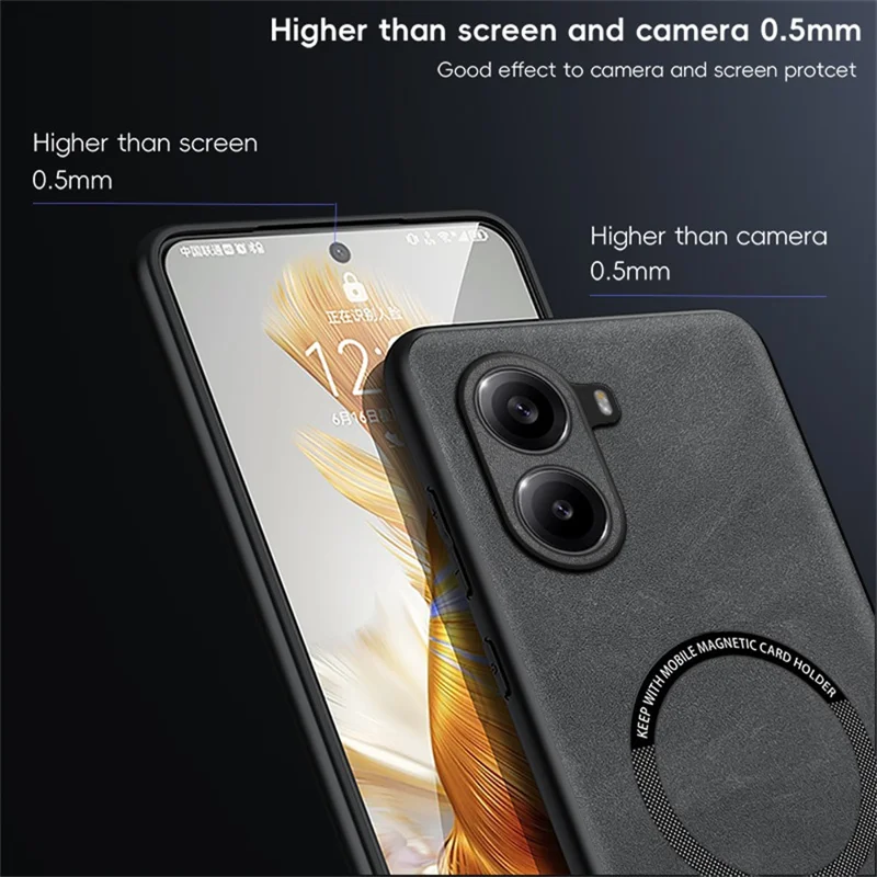 WANLONFENG YBP Series For Xiaomi Poco X7 Pro 5G Magnetic Case with Tempered Glass Film PU Leather + TPU Phone Cover Precise Cutouts - Black