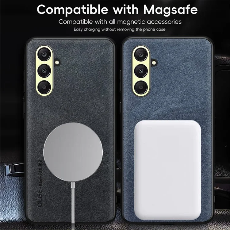 WANLONFENG YBP Series For Samsung Galaxy A26 5G Magnetic Case with Tempered Glass Film PU + TPU Phone Cover Large Cutout - Black