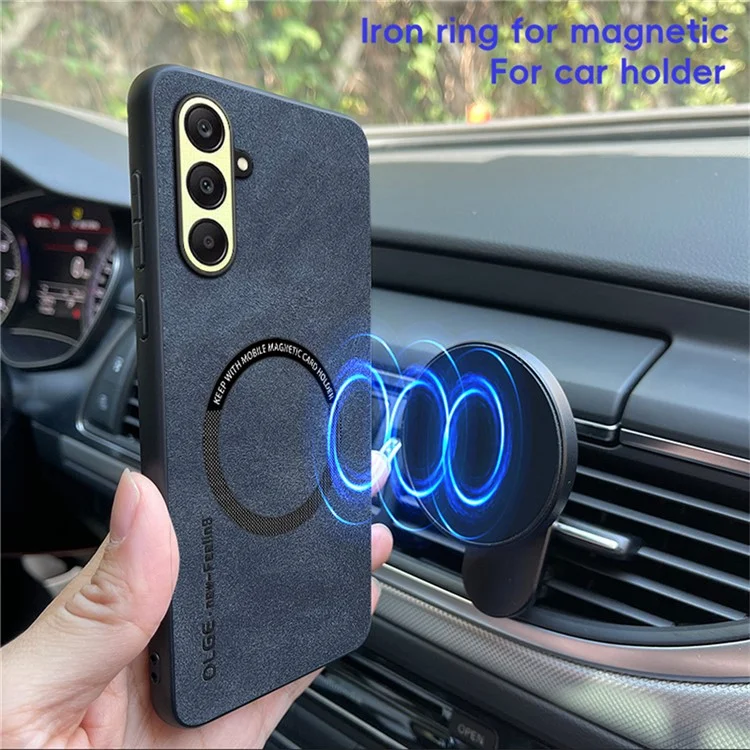 WANLONFENG YBP Series For Samsung Galaxy A26 5G Magnetic Case with Tempered Glass Film PU + TPU Phone Cover Large Cutout - Black