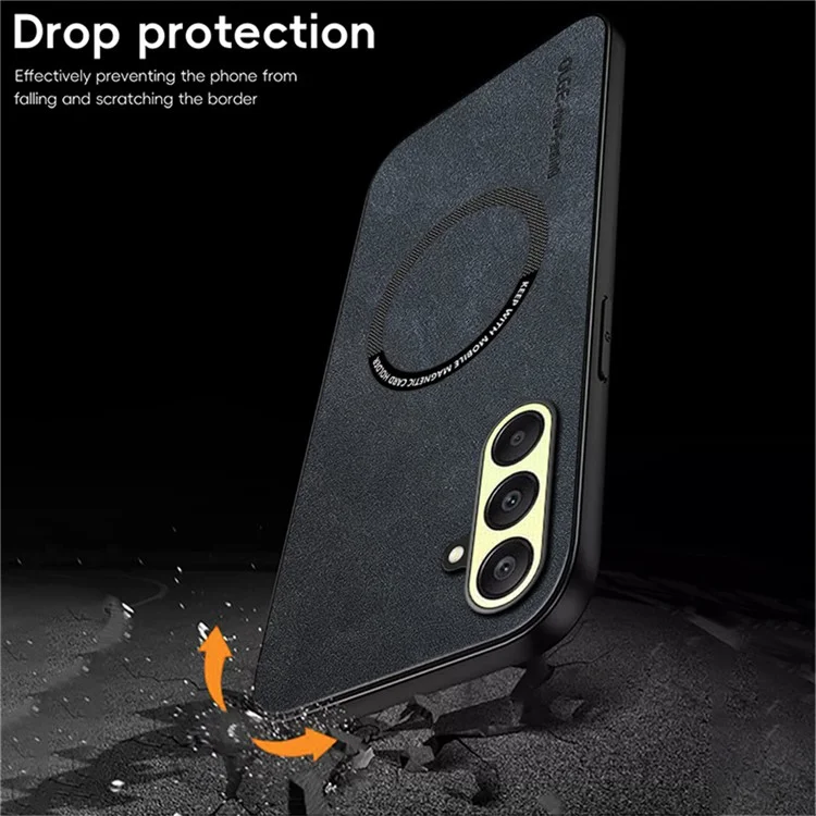 WANLONFENG YBP Series For Samsung Galaxy A26 5G Magnetic Case with Tempered Glass Film PU + TPU Phone Cover Large Cutout - Black