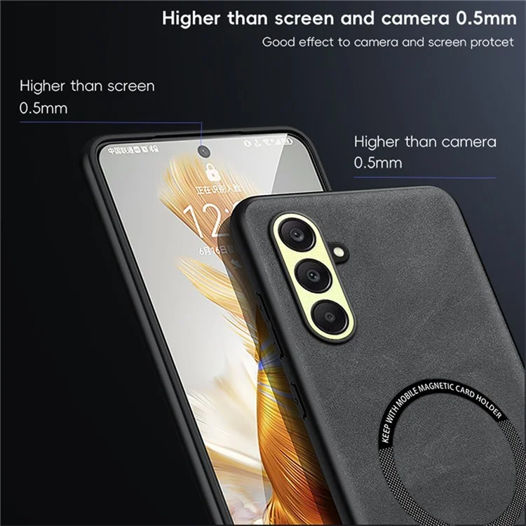 WANLONFENG YBP Series For Samsung Galaxy A26 5G Magnetic Case with Tempered Glass Film PU + TPU Phone Cover Large Cutout - Black