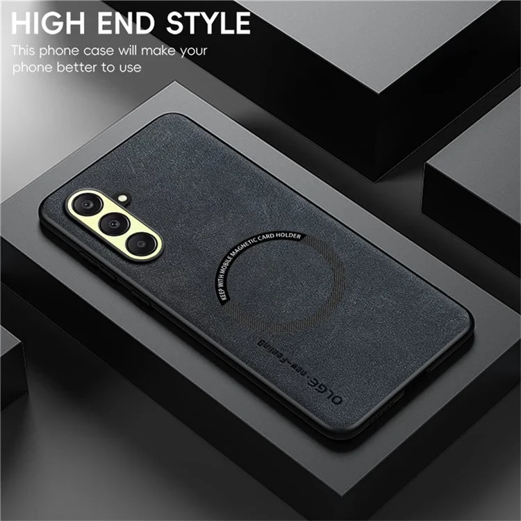 WANLONFENG YBP Series For Samsung Galaxy A26 5G Magnetic Case with Tempered Glass Film PU + TPU Phone Cover Large Cutout - Black
