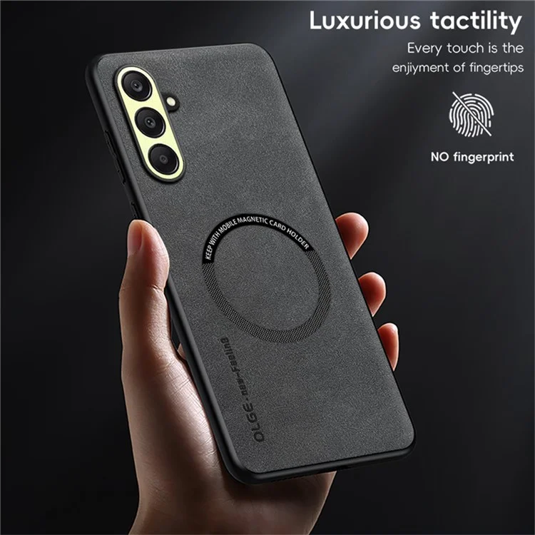 WANLONFENG YBP Series For Samsung Galaxy A26 5G Magnetic Case with Tempered Glass Film PU + TPU Phone Cover Large Cutout - Black