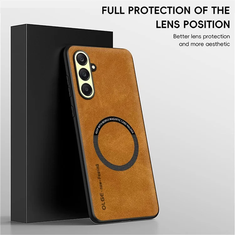 WANLONFENG YBP Series For Samsung Galaxy A26 5G Magnetic Case with Tempered Glass Film PU + TPU Phone Cover Large Cutout - Black