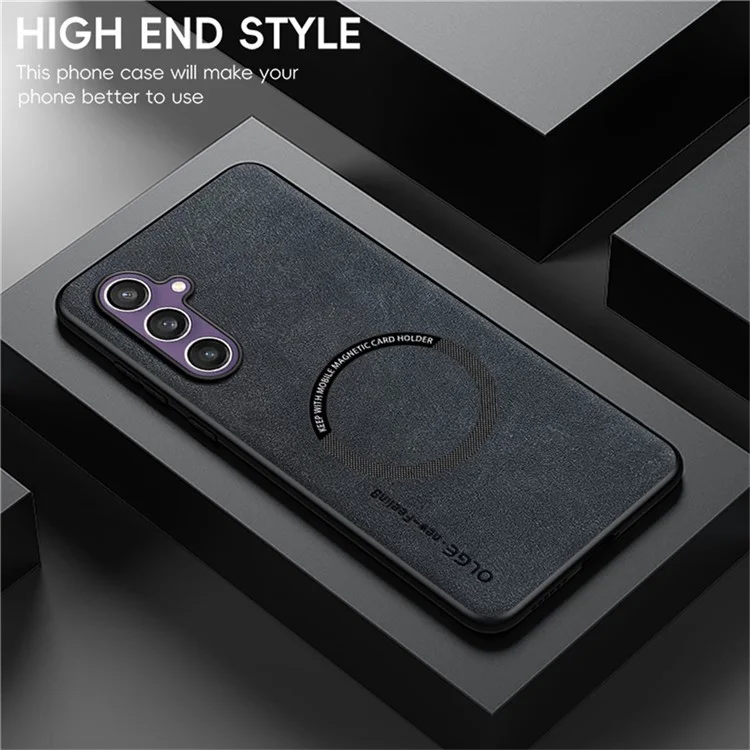 WANLONFENG YBP Series For Samsung Galaxy S23 FE Magnetic Case with Tempered Glass Film PU + TPU Phone Cover Large Cutout - Black
