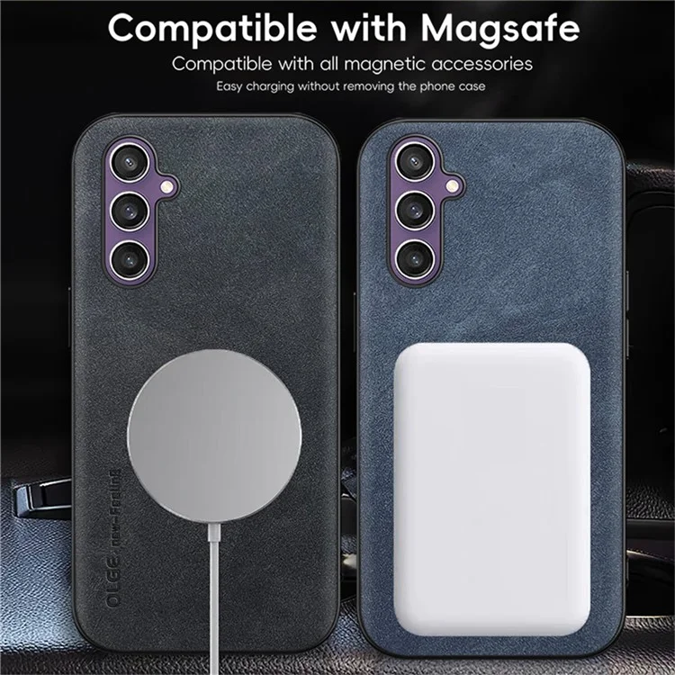 WANLONFENG Série YBP Étui Magnétique avec Film en Verre Trempé pour Samsung Galaxy S24 - Housse de Téléphone PU + TPU Grande Découpe - Noir