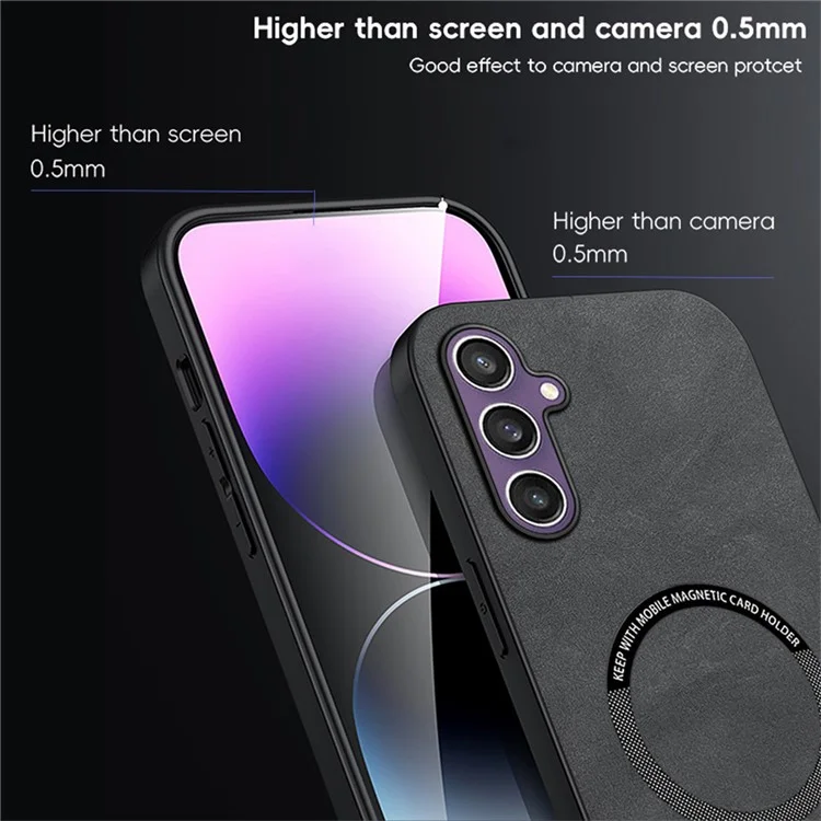WANLONFENG Série YBP Étui Magnétique avec Film en Verre Trempé pour Samsung Galaxy S24 - Housse de Téléphone PU + TPU Grande Découpe - Noir