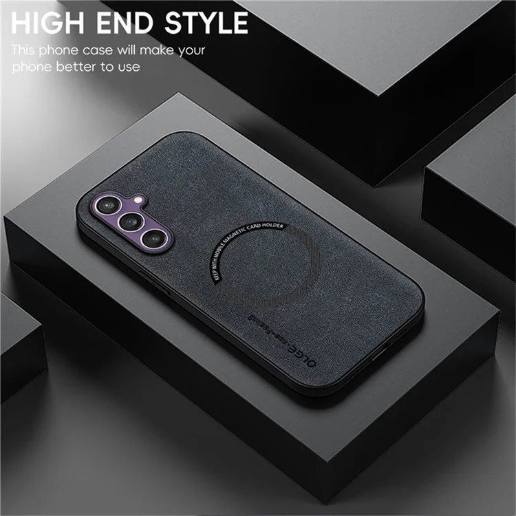 WANLONFENG Série YBP Étui Magnétique avec Film en Verre Trempé pour Samsung Galaxy S24 - Housse de Téléphone PU + TPU Grande Découpe - Noir