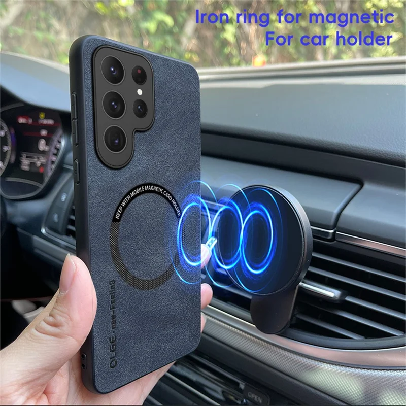 WANLONFENG Série YBP para Samsung Galaxy S24 Ultra - Capa Magnética com Película de Vidro Temperado, Proteção PU + TPU, Abertura Ampla - Preto
