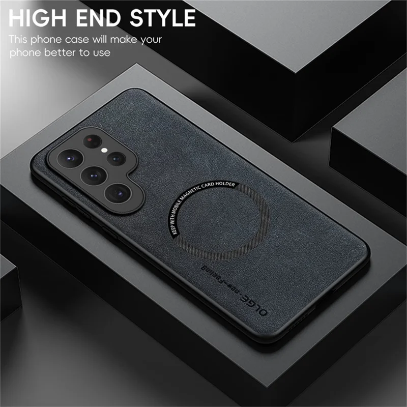 WANLONFENG Série YBP para Samsung Galaxy S24 Ultra - Capa Magnética com Película de Vidro Temperado, Proteção PU + TPU, Abertura Ampla - Preto