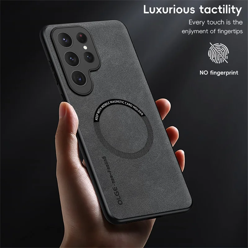 WANLONFENG Série YBP para Samsung Galaxy S24 Ultra - Capa Magnética com Película de Vidro Temperado, Proteção PU + TPU, Abertura Ampla - Preto