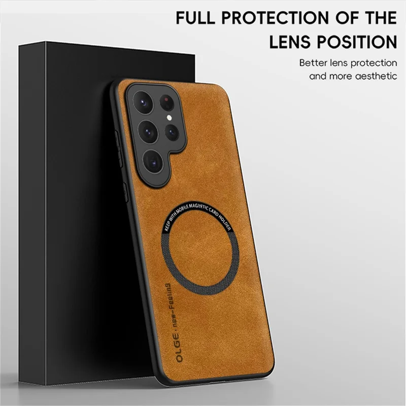 WANLONFENG Série YBP para Samsung Galaxy S24 Ultra - Capa Magnética com Película de Vidro Temperado, Proteção PU + TPU, Abertura Ampla - Preto