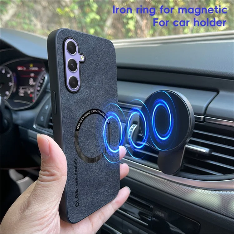 WANLONFENG YBP Series For Samsung Galaxy A14 5G  /  4G Magnetic Case with Tempered Glass Film PU + TPU Phone Cover Large Cutout - Blue