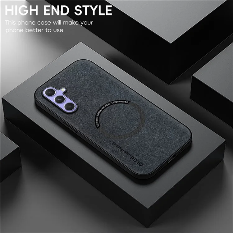 WANLONFENG YBP Series For Samsung Galaxy A14 5G  /  4G Magnetic Case with Tempered Glass Film PU + TPU Phone Cover Large Cutout - Blue