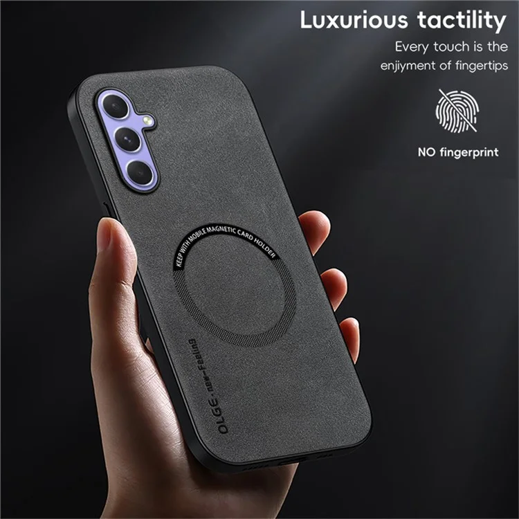WANLONFENG YBP Series For Samsung Galaxy A14 5G  /  4G Magnetic Case with Tempered Glass Film PU + TPU Phone Cover Large Cutout - Blue
