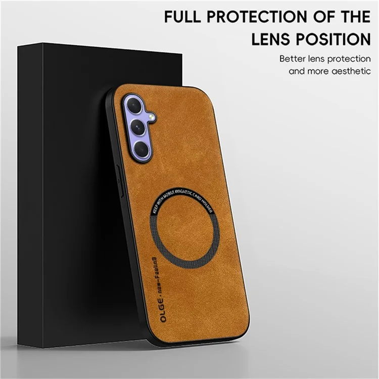 WANLONFENG YBP Series For Samsung Galaxy A14 5G  /  4G Magnetic Case with Tempered Glass Film PU + TPU Phone Cover Large Cutout - Blue