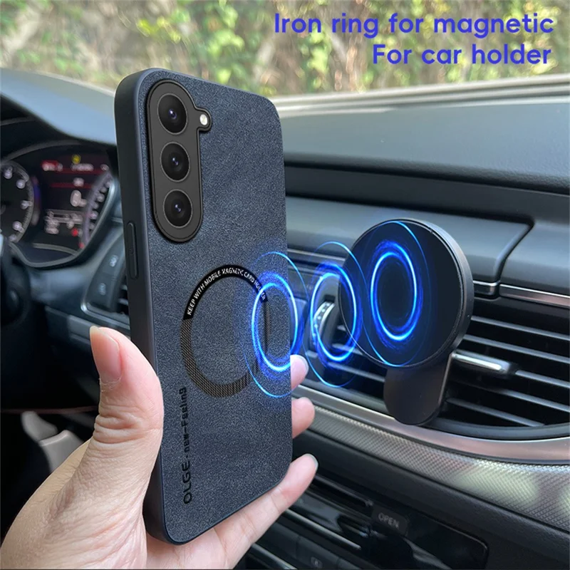 WANLONFENG Série YBP para Samsung Galaxy S23 Capa Magnética com Película de Vidro Temperado PU + TPU - Preto