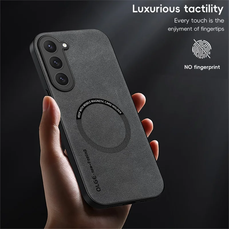 WANLONFENG Série YBP para Samsung Galaxy S23 Capa Magnética com Película de Vidro Temperado PU + TPU - Preto