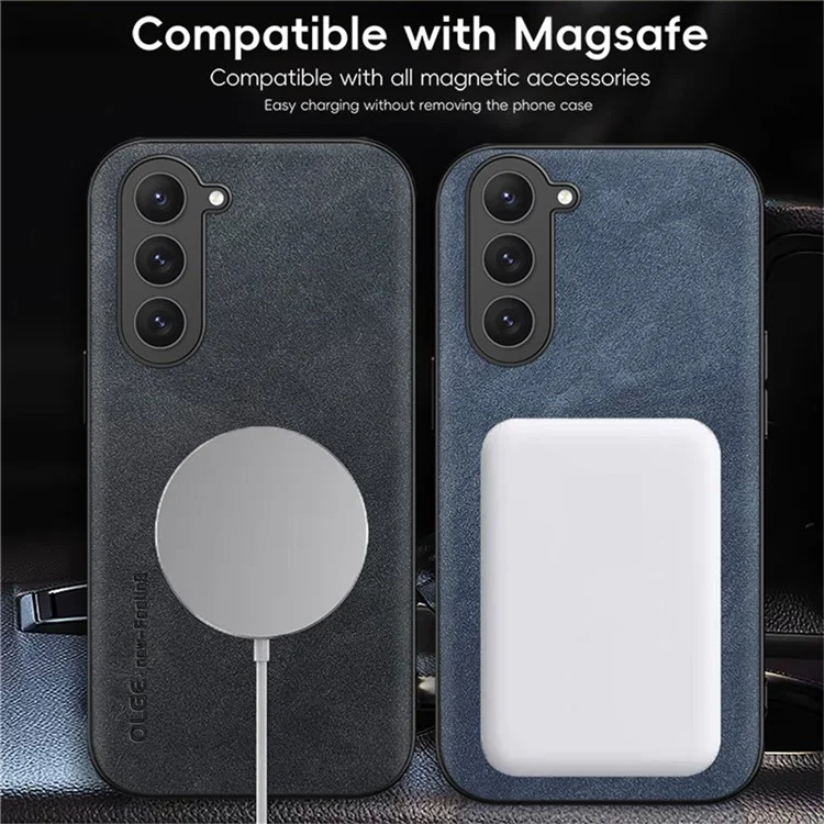 WANLONFENG Série YBP para Galaxy S23+ Capa Magnética com Película de Vidro Temperado PU + TPU - Preto