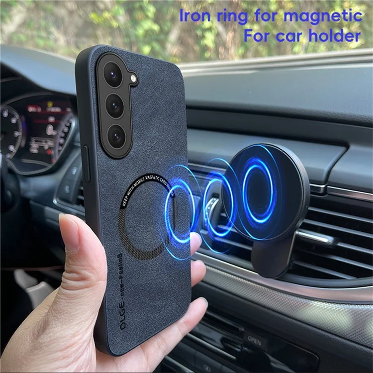WANLONFENG Série YBP para Galaxy S23+ Capa Magnética com Película de Vidro Temperado PU + TPU - Preto