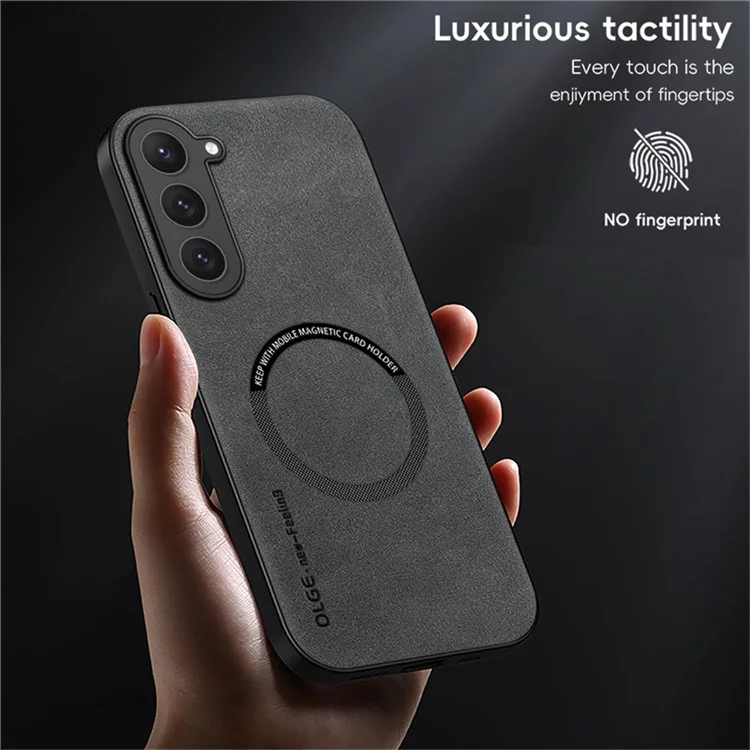WANLONFENG Série YBP para Galaxy S23+ Capa Magnética com Película de Vidro Temperado PU + TPU - Preto