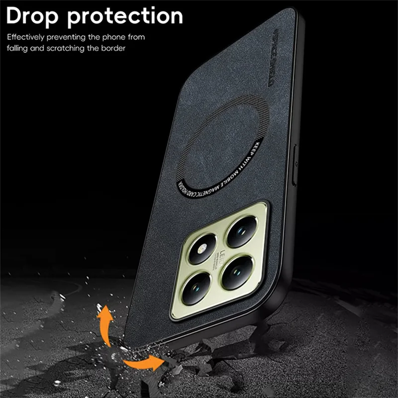 WANLONFENG YBP Serie per Xiaomi 14T Cover Magnetica con Pellicola in Vetro Temperato PU + TPU per Telefono - Nero