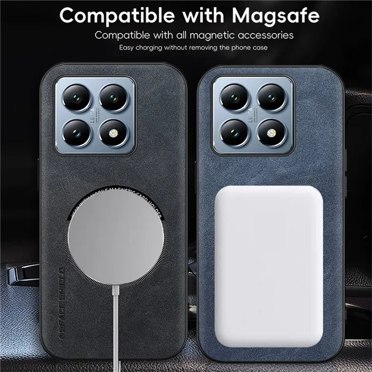 WANLONFENG YBP Series For Xiaomi 14T Pro Magnetic Case with Tempered Glass Film PU + TPU Phone Cover Large Cutout - Black