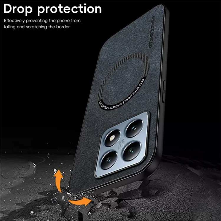 WANLONFENG YBP Series For Xiaomi 14T Pro Magnetic Case with Tempered Glass Film PU + TPU Phone Cover Large Cutout - Black