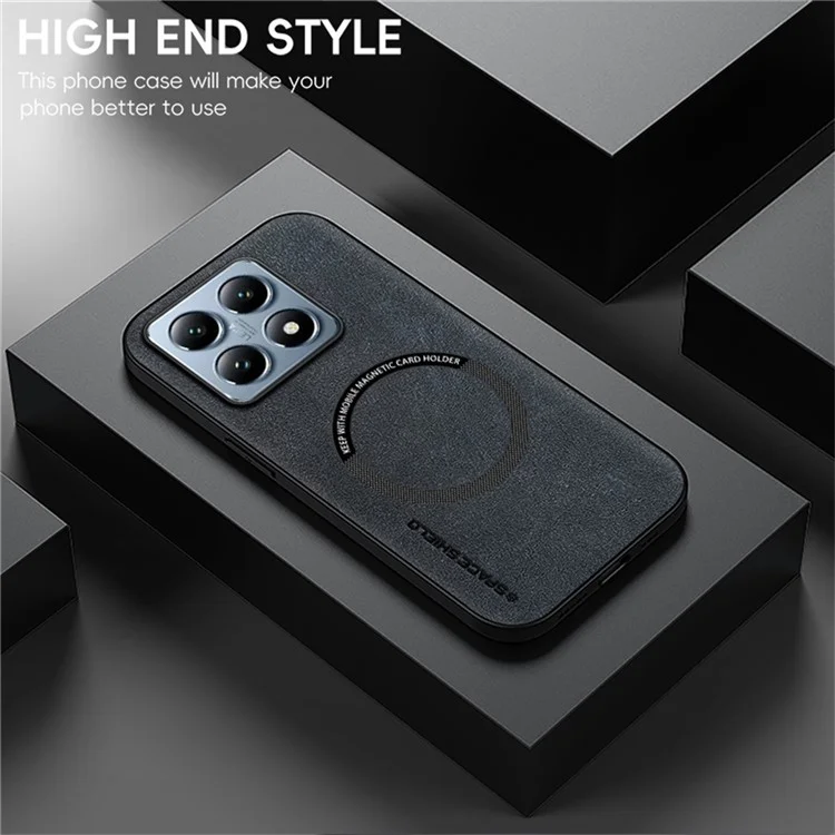 WANLONFENG YBP Series For Xiaomi 14T Pro Magnetic Case with Tempered Glass Film PU + TPU Phone Cover Large Cutout - Black