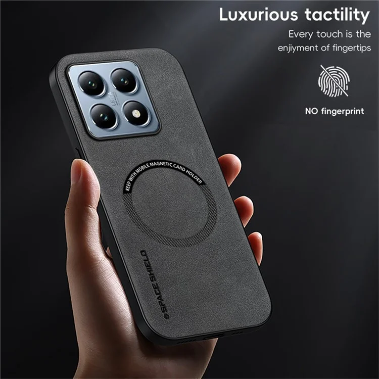 WANLONFENG YBP Series For Xiaomi 14T Pro Magnetic Case with Tempered Glass Film PU + TPU Phone Cover Large Cutout - Black