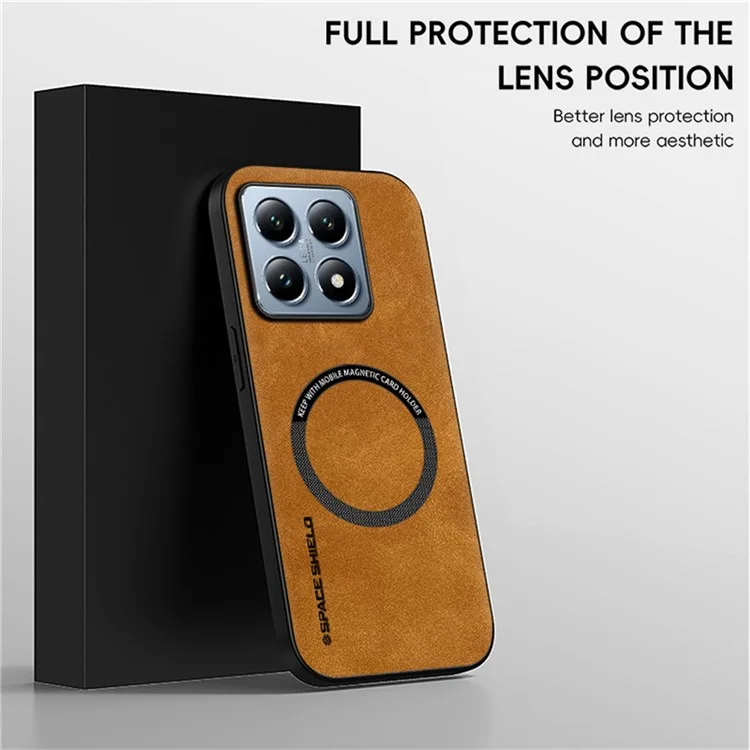 WANLONFENG YBP Series For Xiaomi 14T Pro Magnetic Case with Tempered Glass Film PU + TPU Phone Cover Large Cutout - Black