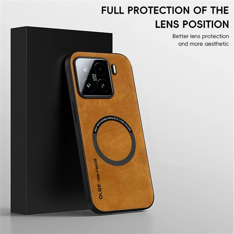 Capa WANLONFENG YBP Série para Xiaomi 15 com Película de Vidro Temperado Capa de Telefone PU + TPU com Grande Recorte - Preto