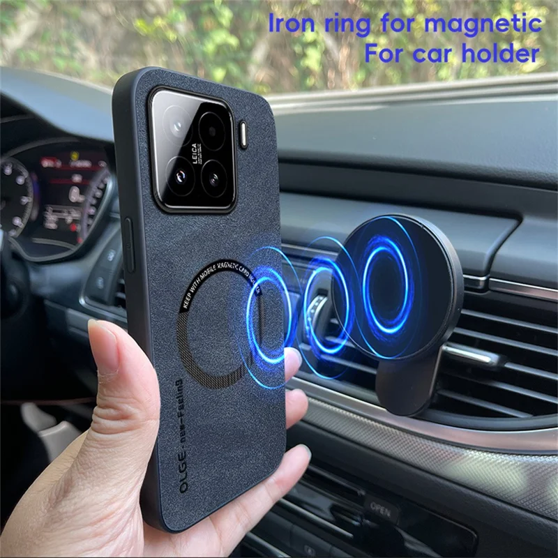 Capa Magnética WANLONFENG YBP Série para Xiaomi 15 Pro com Película de Vidro Temperado Capa de Telefone PU + TPU com Grande Abertura - Preto